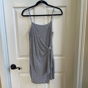 Blue and white striped dress